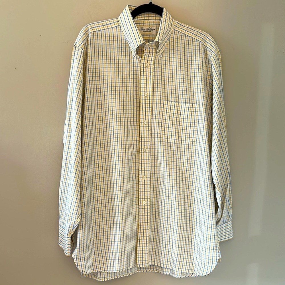 Ben Silver Mens Traditional Check Yellow/Blue Button Down Shirt Sz 16-34 Classic - Picture 3 of 13